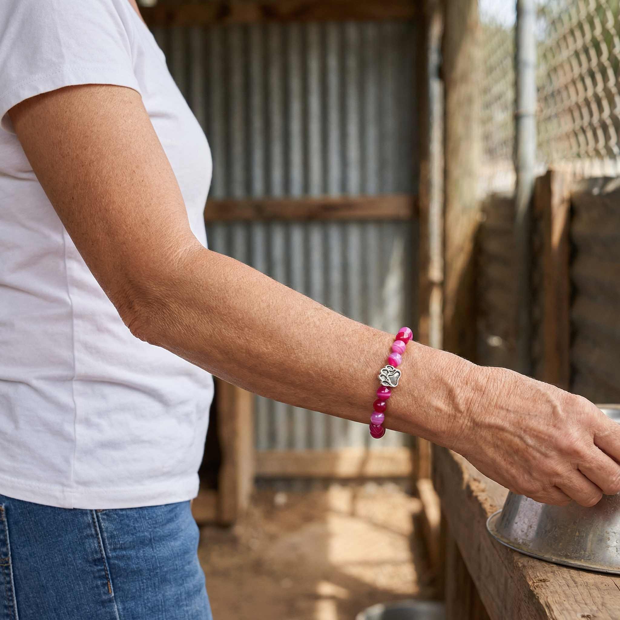 In Memory Of — Pink Heart Paw Bracelet